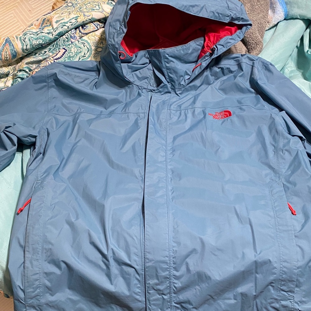 The North Face Teal and Red Windbreaker